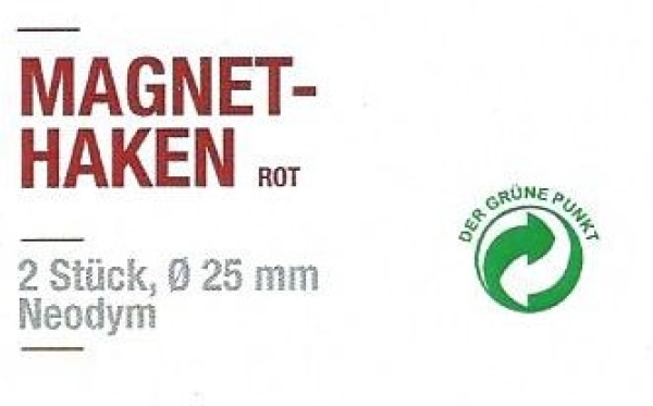 Magnethaken Neodym / rot / Set mit 10 Stück